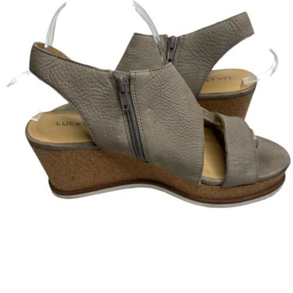 Lucky Brand Women's BYLANNA Wedge Platform Slingback Sandal Driftwood Sz 8.5 a19 - Picture 7 of 8